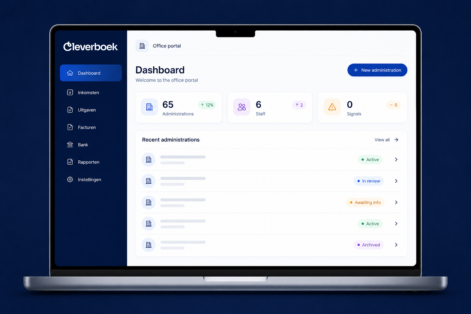 Het Cleverboek-dashboard